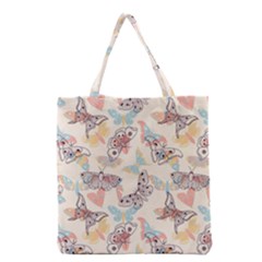 Pattern-with-hand-drawn-butterflies Grocery Tote Bag