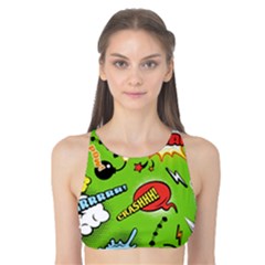 Modern-comics-background-pattern-with-bombs-lightening-jagged-clouds-speech-bubbles Tank Bikini Top by Vaneshart