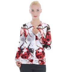 Ladybugs-pattern-texture-watercolor Casual Zip Up Jacket by Vaneshart