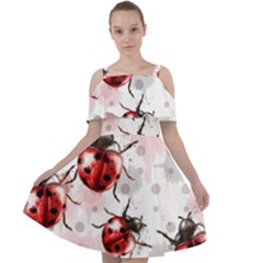Ladybugs-pattern-texture-watercolor Cut Out Shoulders Chiffon Dress by Vaneshart