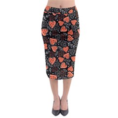 Seamless-vector-pattern-with-watermelons-hearts-mint Midi Pencil Skirt by Vaneshart