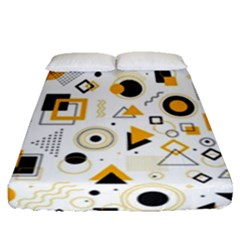 Flat-geometric-shapes-background Fitted Sheet (queen Size)