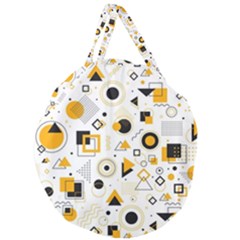 Flat-geometric-shapes-background Giant Round Zipper Tote by Vaneshart