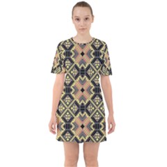 Seamless-mexican-pattern Sixties Short Sleeve Mini Dress by Vaneshart