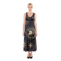 Asian-set-with-clouds-moon-sun-stars-vector-collection-oriental-chinese-japanese-korean-style Sleeveless Maxi Dress