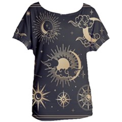 Asian-set-with-clouds-moon-sun-stars-vector-collection-oriental-chinese-japanese-korean-style Women s Oversized Tee by Vaneshart