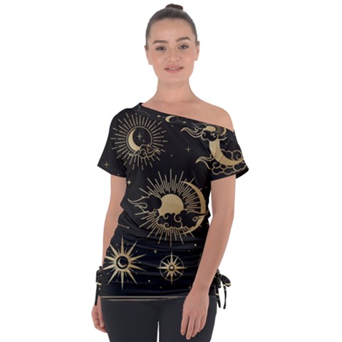 Asian-set-with-clouds-moon-sun-stars-vector-collection-oriental-chinese-japanese-korean-style Tie-up Tee by Vaneshart