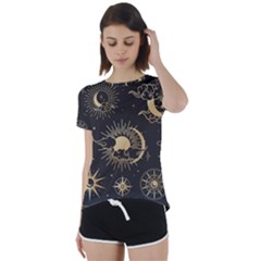 Asian-set-with-clouds-moon-sun-stars-vector-collection-oriental-chinese-japanese-korean-style Short Sleeve Foldover Tee by Vaneshart