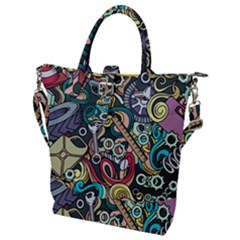 Cartoon-cute-doodles-hand-drawn-auto-service-seamless-pattern Buckle Top Tote Bag