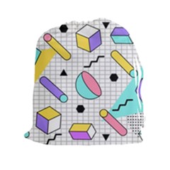 Tridimensional-pastel-shapes-background-memphis-style Drawstring Pouch (2xl)