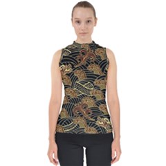 Oriental-traditional-seamless-pattern Mock Neck Shell Top by Vaneshart
