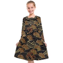 Oriental-traditional-seamless-pattern Kids  Midi Sailor Dress