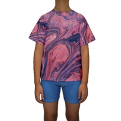 Abstract-colorful-painting-background-closeup Kids  Short Sleeve Swimwear