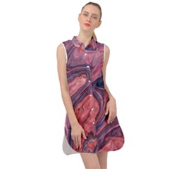 Abstract-colorful-painting-background-closeup Sleeveless Shirt Dress