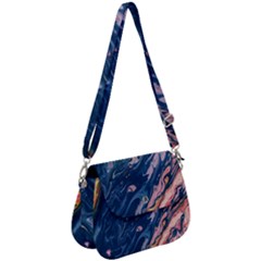 Liquid-abstract-paint-texture Saddle Handbag by Vaneshart