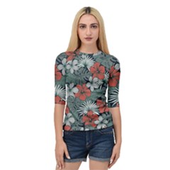 Seamless-floral-pattern-with-tropical-flowers Quarter Sleeve Raglan Tee