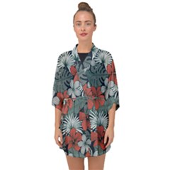 Seamless-floral-pattern-with-tropical-flowers Half Sleeve Chiffon Kimono by Vaneshart