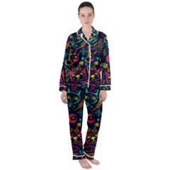 Sketch-graphic-illustration Satin Long Sleeve Pyjamas Set by Vaneshart