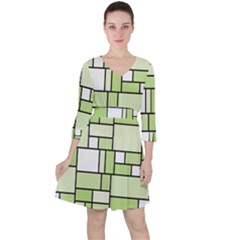 Green-geometric-digital-paper Ruffle Dress by Vaneshart