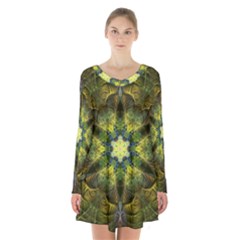 Fractal Fantasy Design Background Long Sleeve Velvet V-neck Dress