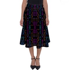 Neon Geometric Seamless Pattern Perfect Length Midi Skirt by dflcprintsclothing