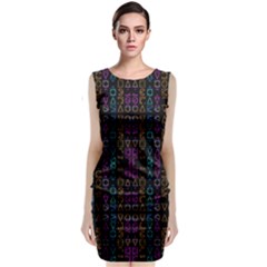 Neon Geometric Seamless Pattern Sleeveless Velvet Midi Dress by dflcprintsclothing