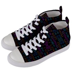 Neon Geometric Seamless Pattern Women s Mid-top Canvas Sneakers by dflcprintsclothing