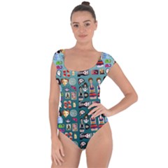 Kawaiicollagepattern2 Short Sleeve Leotard 