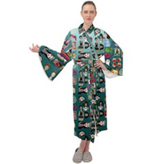 Kawaiicollagepattern2 Maxi Velour Kimono by snowwhitegirl