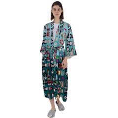 Kawaiicollagepattern2 Maxi Satin Kimono by snowwhitegirl