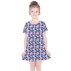 Goth Girl In Blue Dress Lilac Pattern Kids  Simple Cotton Dress by snowwhitegirl