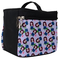 Goth Girl In Blue Dress Lilac Pattern Make Up Travel Bag (big) by snowwhitegirl