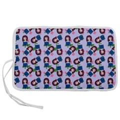 Goth Girl In Blue Dress Lilac Pattern Pen Storage Case (m) by snowwhitegirl