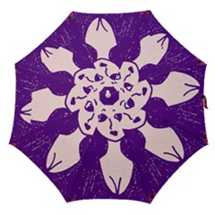 Purple Cat Ear Hat Girl Floral Wall Straight Umbrellas by snowwhitegirl