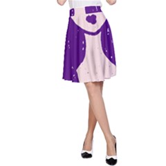 Purple Cat Ear Hat Girl Floral Wall A-line Skirt by snowwhitegirl