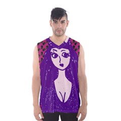 Purple Cat Ear Hat Girl Floral Wall Men s Basketball Tank Top