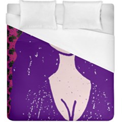 Purple Cat Ear Hat Girl Floral Wall Duvet Cover (King Size)