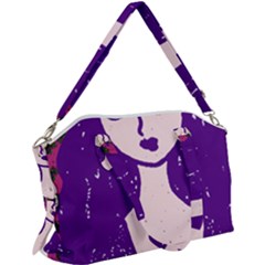 Purple Cat Ear Hat Girl Floral Wall Canvas Crossbody Bag