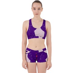 Purple Cat Ear Hat Girl Floral Wall Work It Out Gym Set