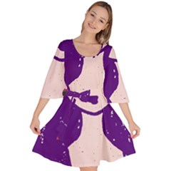 Purple Cat Ear Hat Girl Floral Wall Velour Kimono Dress by snowwhitegirl