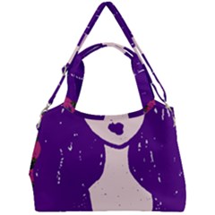 Purple Cat Ear Hat Girl Floral Wall Double Compartment Shoulder Bag