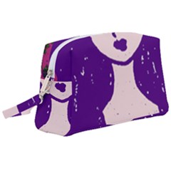 Purple Cat Ear Hat Girl Floral Wall Wristlet Pouch Bag (Large)