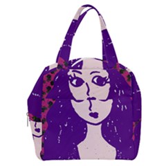 Purple Cat Ear Hat Girl Floral Wall Boxy Hand Bag
