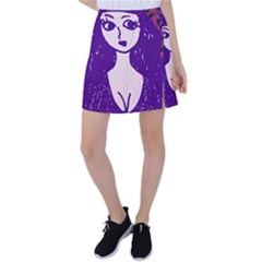 Purple Cat Ear Hat Girl Floral Wall Tennis Skirt