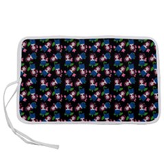 Goth Girl In Blue Dress Black Pattern Pen Storage Case (l)