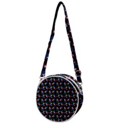 Goth Girl In Blue Dress Black Pattern Crossbody Circle Bag