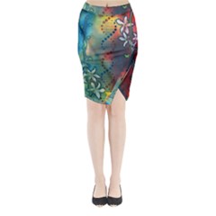 Flower Dna Midi Wrap Pencil Skirt by RobLilly