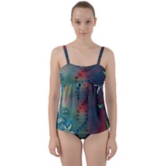Flower Dna Twist Front Tankini Set by RobLilly