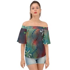 Flower Dna Off Shoulder Short Sleeve Top by RobLilly