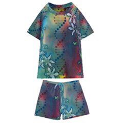 Flower Dna Kids  Swim Tee And Shorts Set by RobLilly